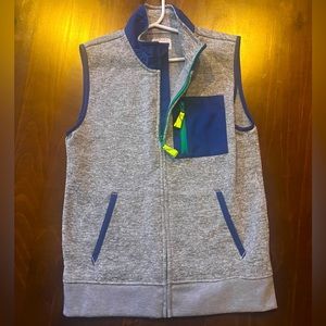 Crewcuts J Crew, Gray Fleece lined vest with Navy Accents, Boys size 12, NWOT
